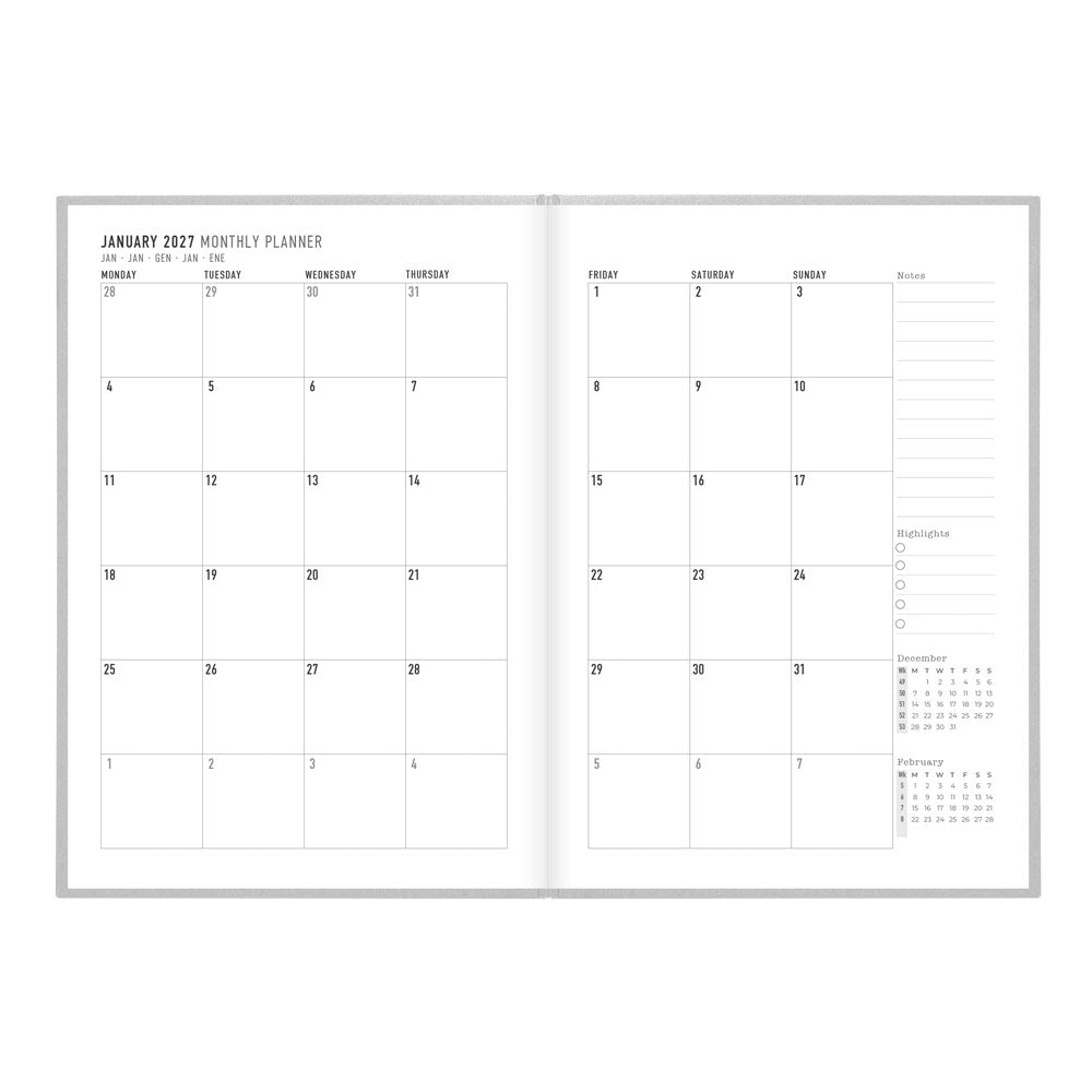 Letts A5 Weekly Planner, Titanium, 2027 Silver 27-082583#color_silver