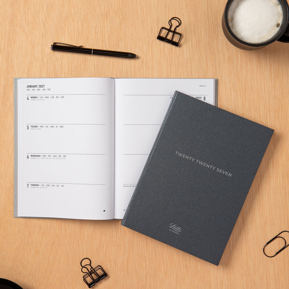 Letts A5 Weekly Planner, Titanium, 2027 Silver 27-082583#color_silver
