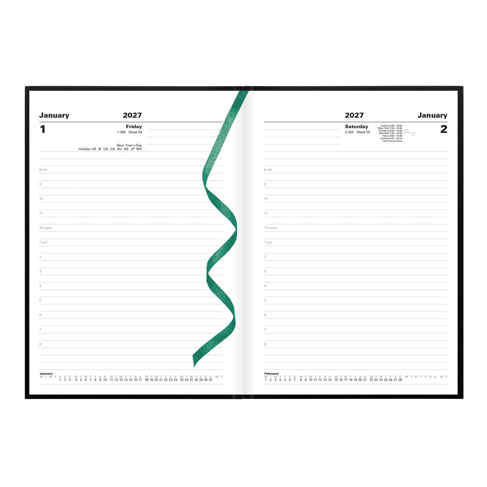 Letts A5 Daily Appointment Book, Standard, 2027 Black 27-C10XBK#color_black