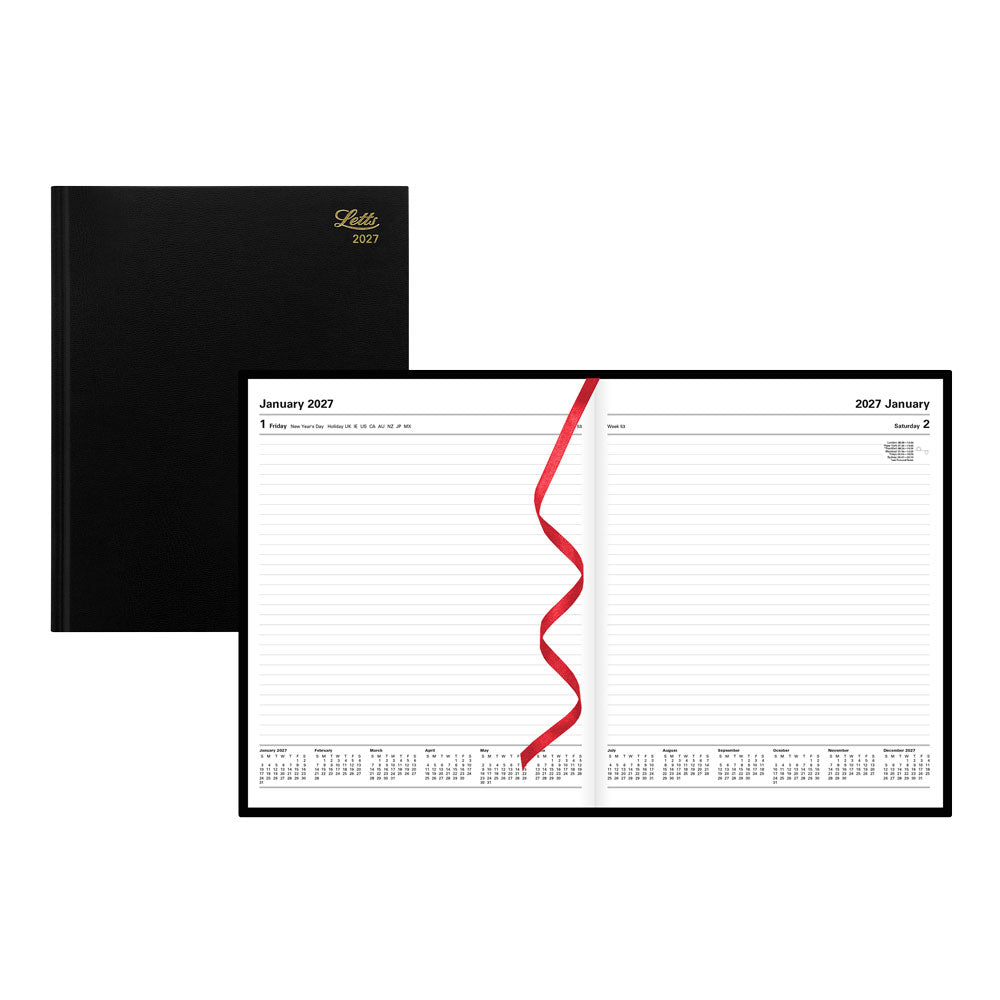 Letts Quarto Daily Planner, Standard, 2027 Black 27-C10YBK#color_black