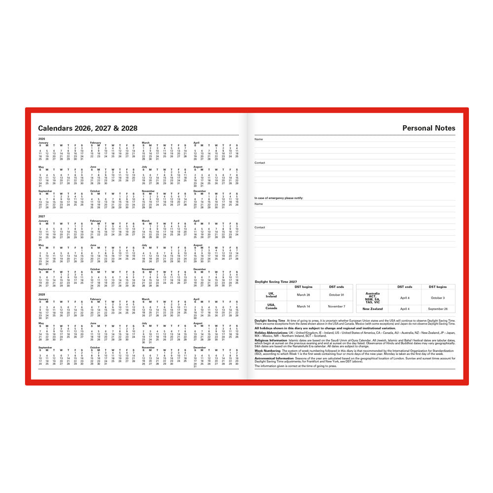 Letts Quarto Daily Planner, Standard, 2027 Red 27-C10YBY#color_red