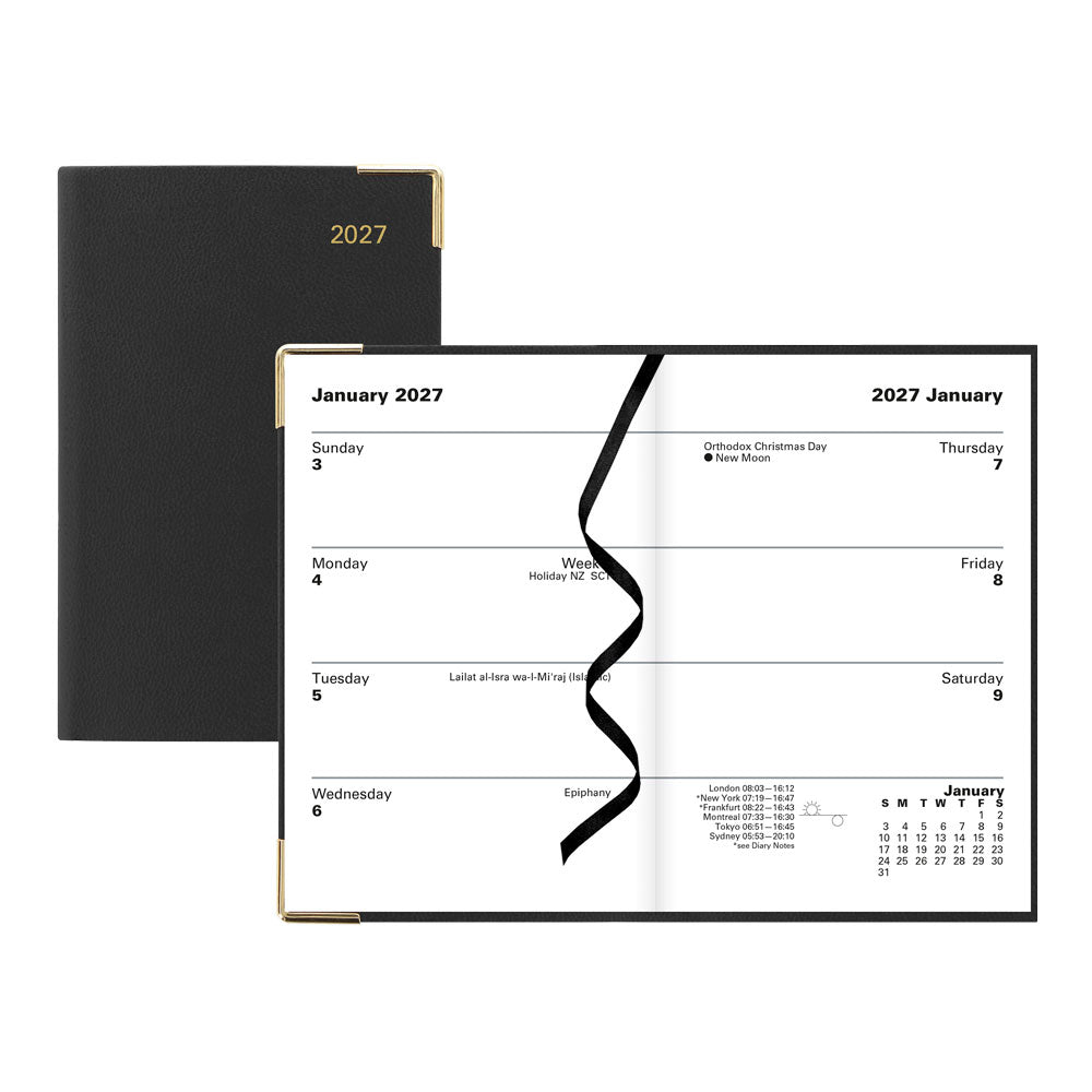 Letts Pocket Weekly Planner, Classic, 2027 Black 27-C32EBK#color_black