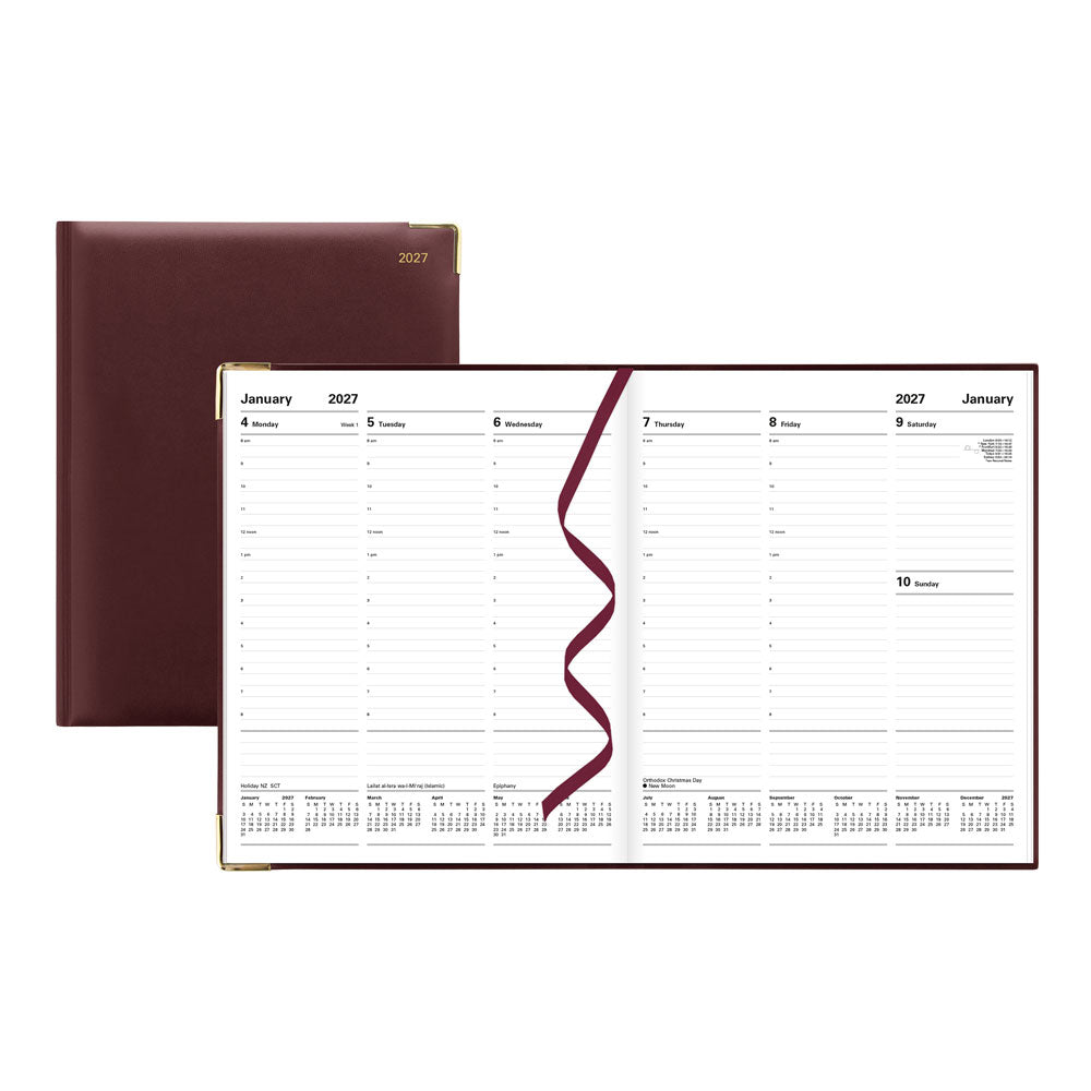 Letts Quarto Weekly Appointment Book, Classic, 2027 Burgundy 27-C32YBY#color_burgundy