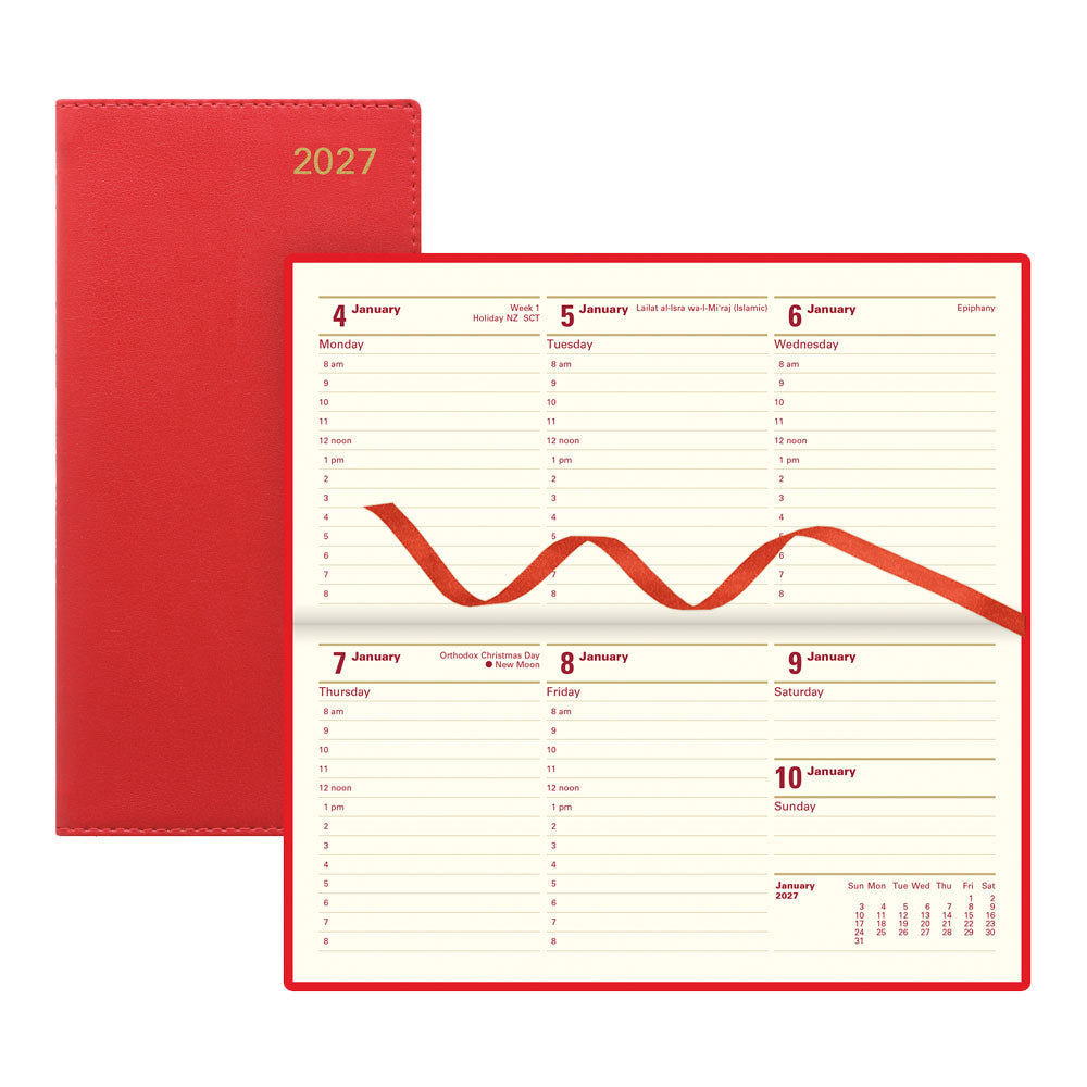 Letts Slim Weekly Appointment Book, Belgravia, 2027 Red 27-C33SRD#color_red