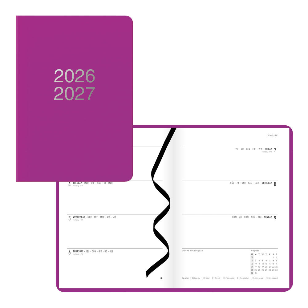 Dazzle Academic Weekly Planner, A5, 2026 - 2027 - Multilingual 27-031116 #color_dazzle-purple