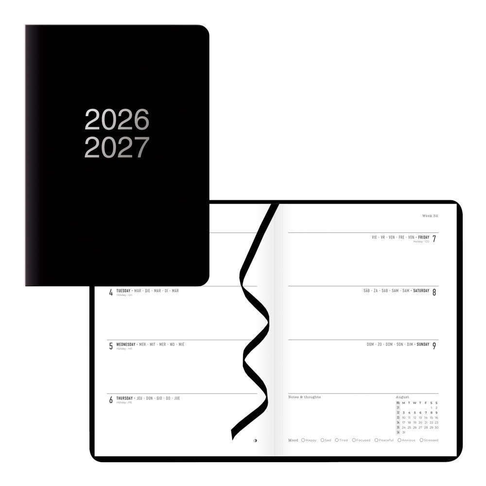 Dazzle Academic Weekly Planner, A5, 2026 - 2027 - Multilingual 27-031117 #color_black