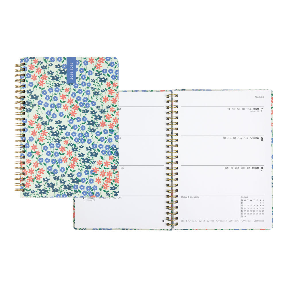 Spring Valley Academic Weekly Planner, A5, 2026 - 2027 - Multilingual (27-031798, 27-031799)