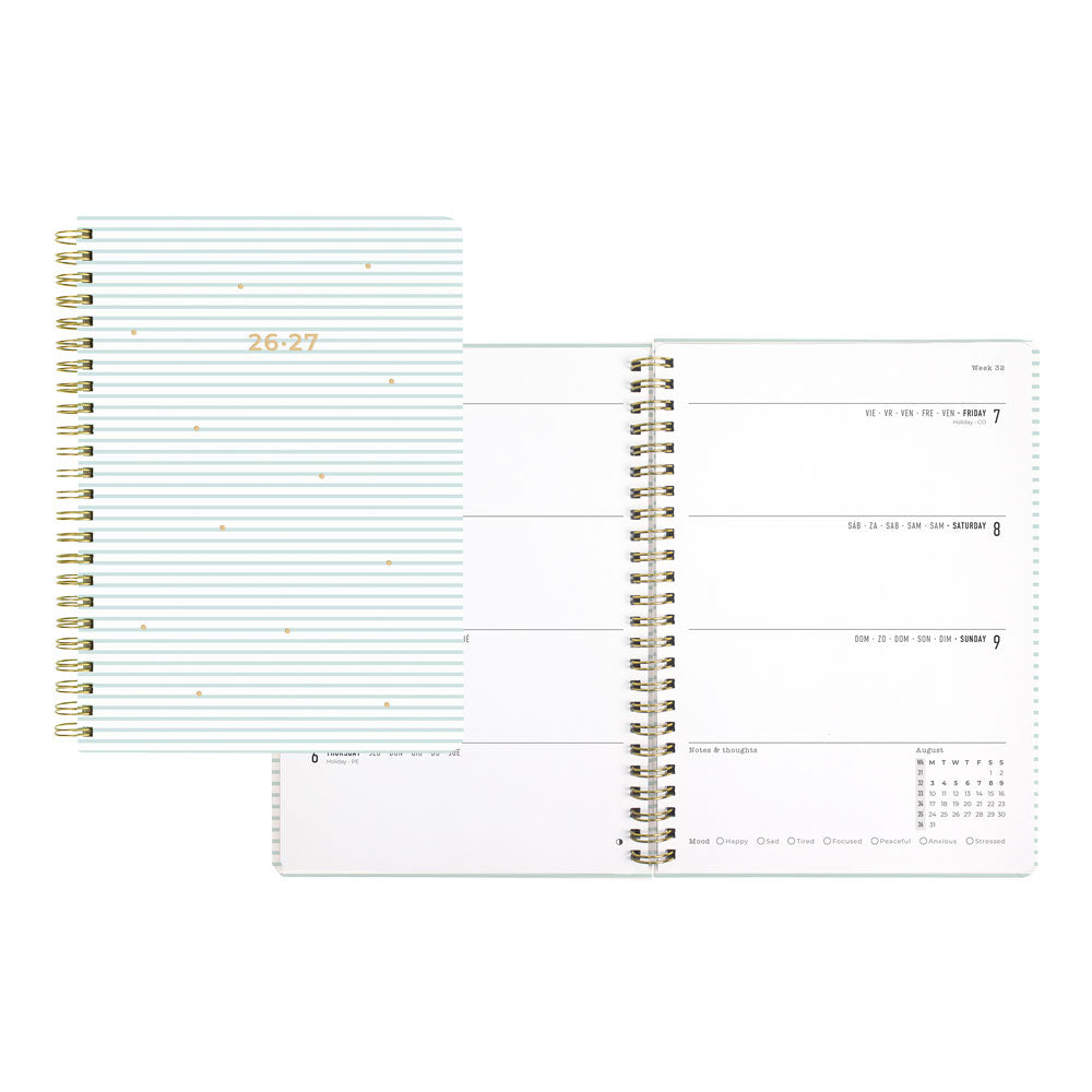 Stripes Academic Weekly Planner, A5, 2026 - 2027 - Multilingual 27-031874 #color_stripes-sky