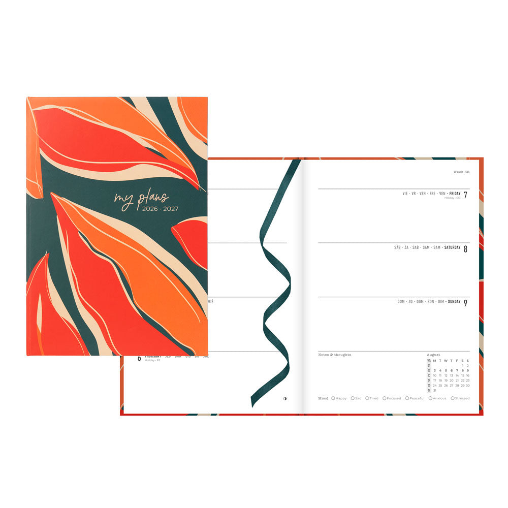 Botanics Academic Weekly Planner, A5, 2026 - 2027 - Multilingual 27-031918 #color_botanics-green