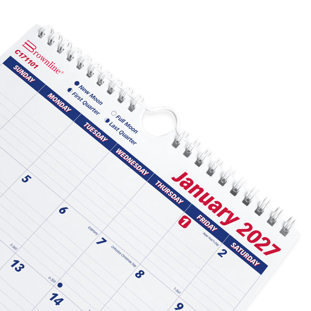 Monthly Wall Calendar, 2027 C171101-27 Brownline
