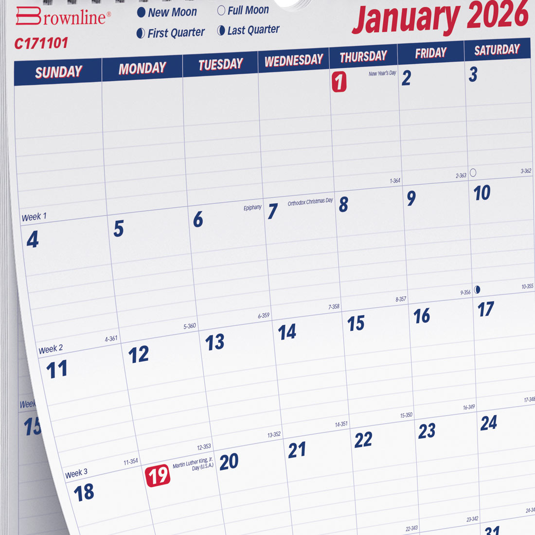 Brownline Monthly Wall Calendar, 2026 C171101-26