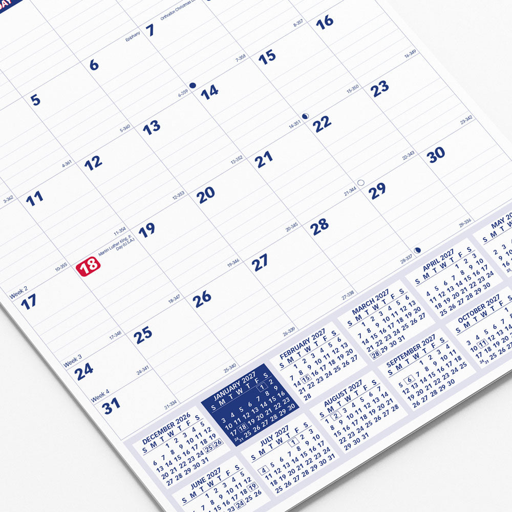 Monthly Wall Calendar, 2027 C171101-27 Brownline