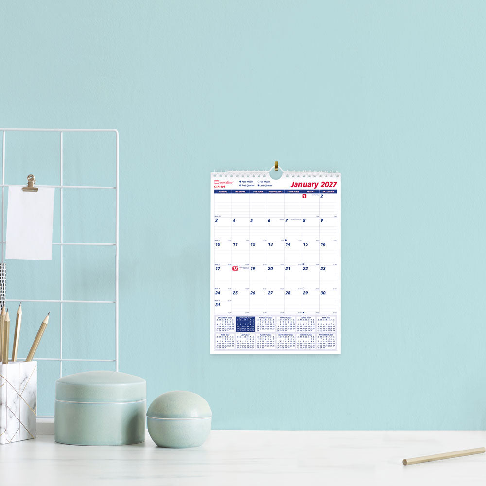 Monthly Wall Calendar, 2027 C171101-27 Brownline