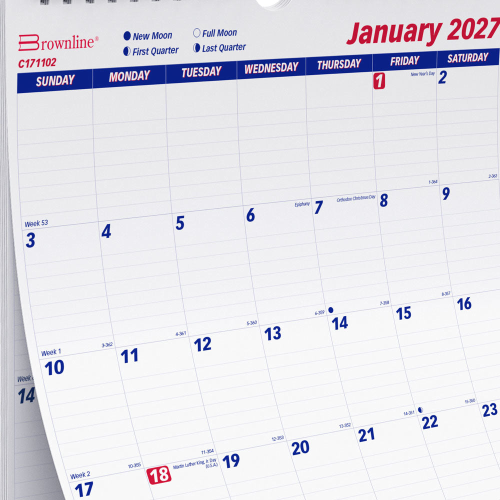 Monthly Wall Calendar, 2027 C171102-27 Brownline