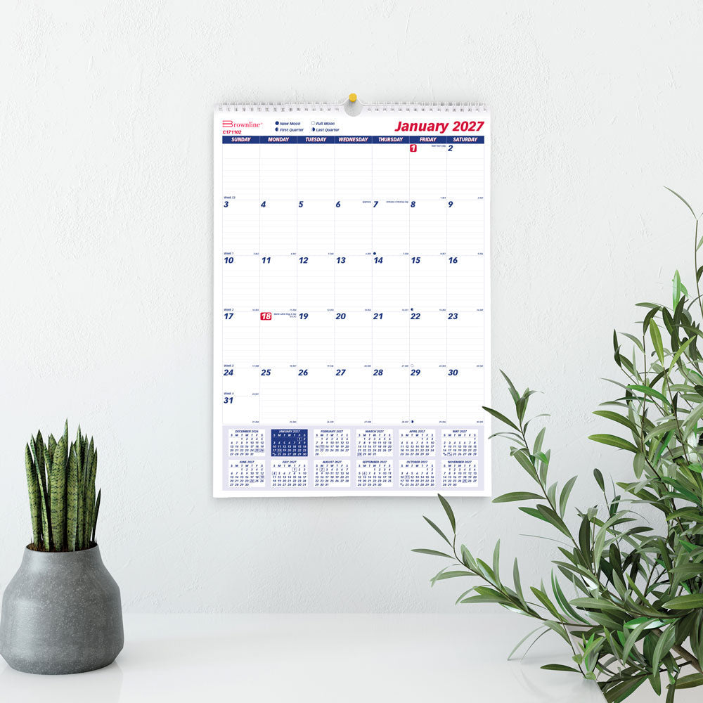Monthly Wall Calendar, 2027 C171102-27 Brownline