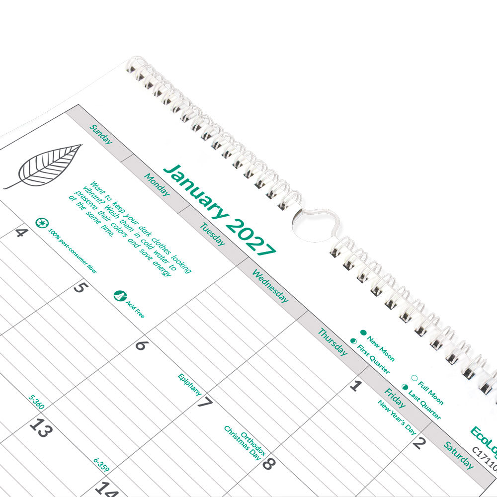 Blueline Monthly Wall Calendar, EcoLogix®, 2027 C171103-27