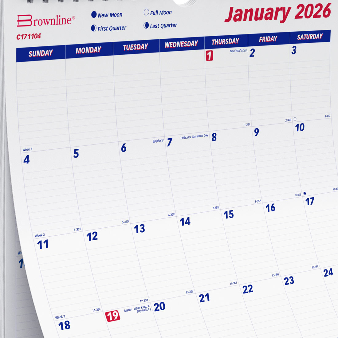 Brownline Monthly Wall Calendar, 2026 C171104-26
