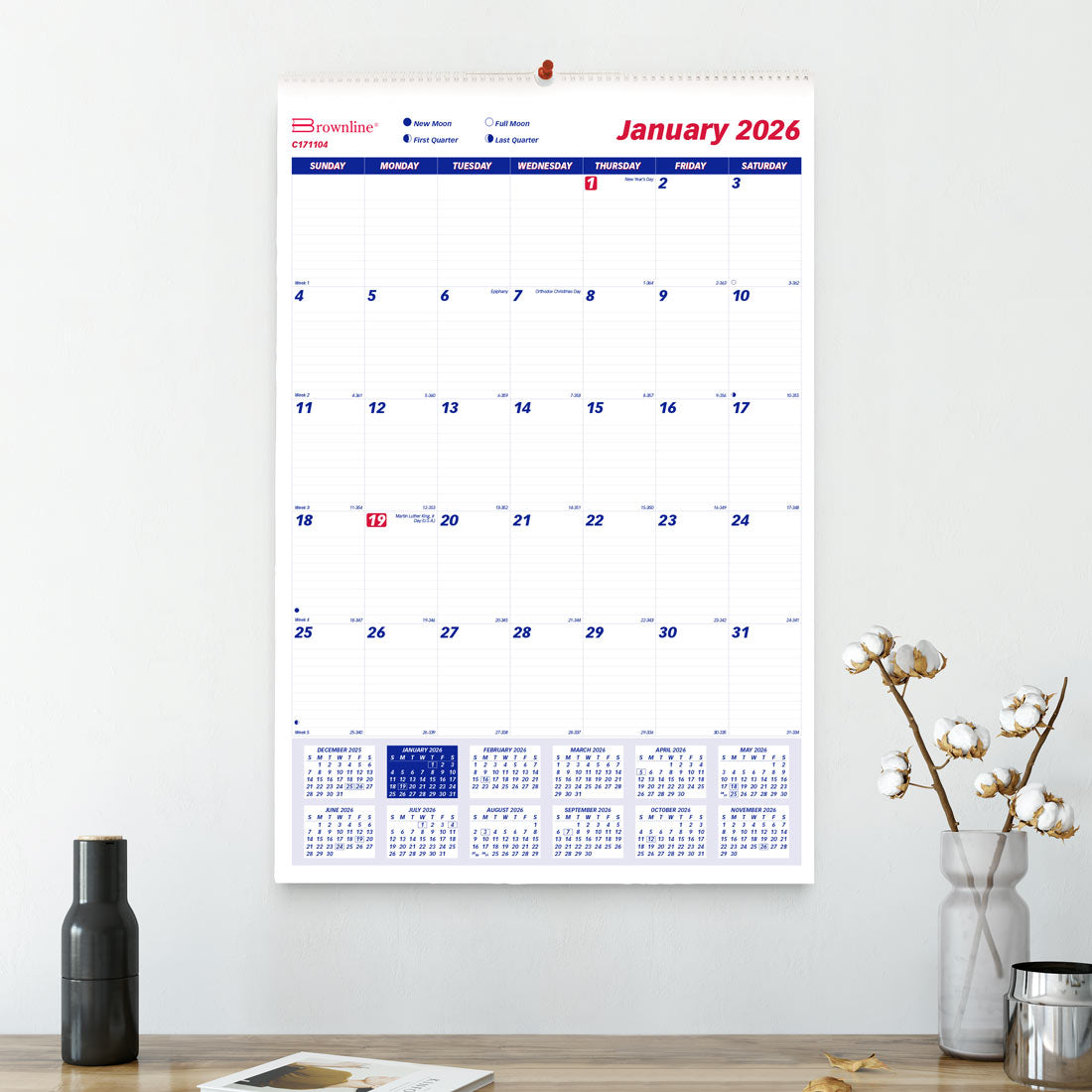 Brownline Monthly Wall Calendar, 2026 C171104-26