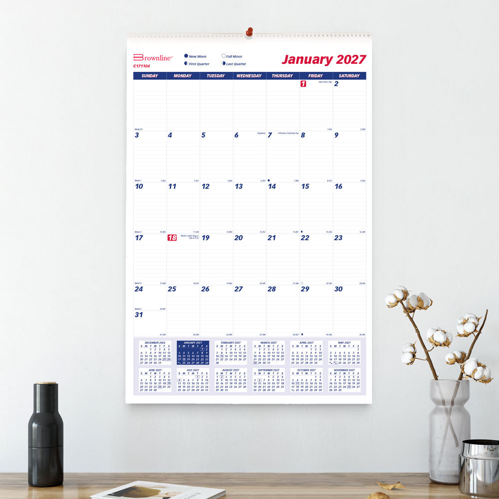Monthly Wall Calendar, 2027 C171104-27 Brownline