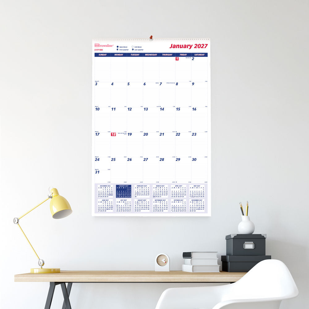 Monthly Wall Calendar, 2027 C171105-27 Brownline
