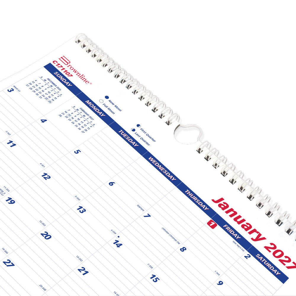 Monthly Wall Calendar, 2027 C171107-27 Brownline