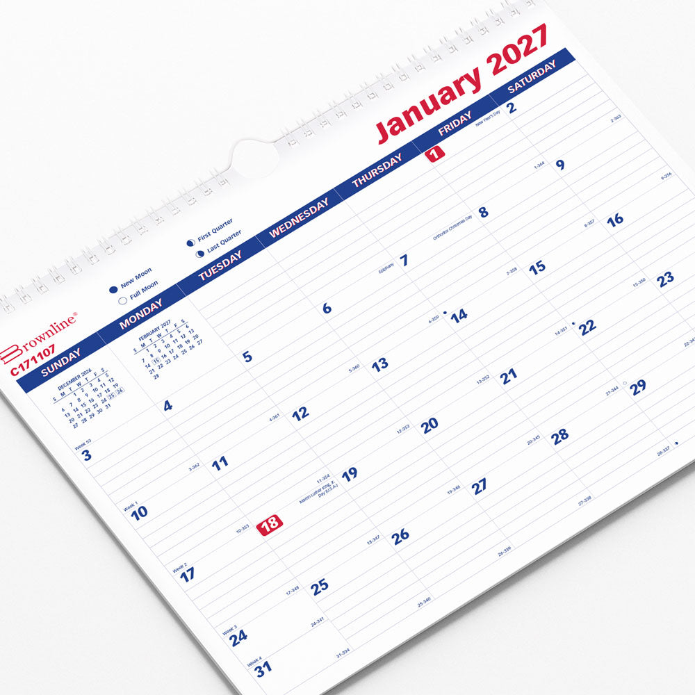 Monthly Wall Calendar, 2027 C171107-27 Brownline