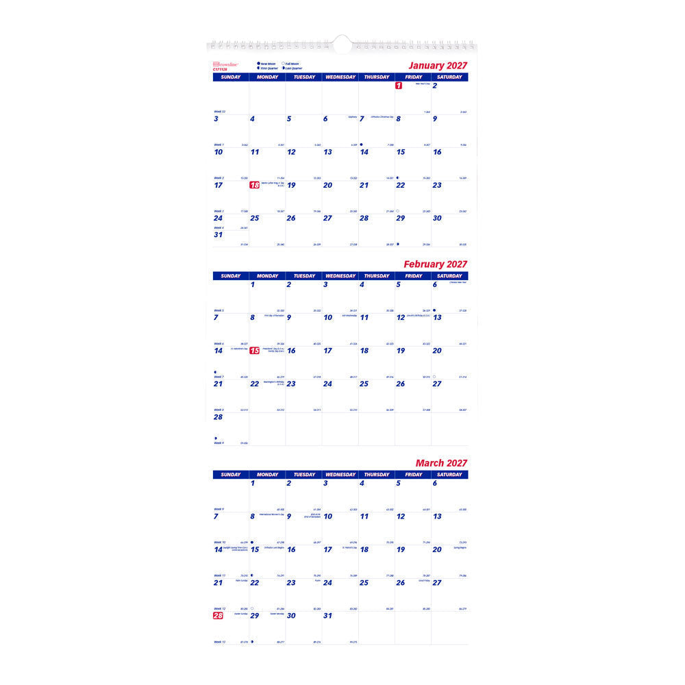 Monthly Wall Calendar, 2027 C171128-27 Brownline