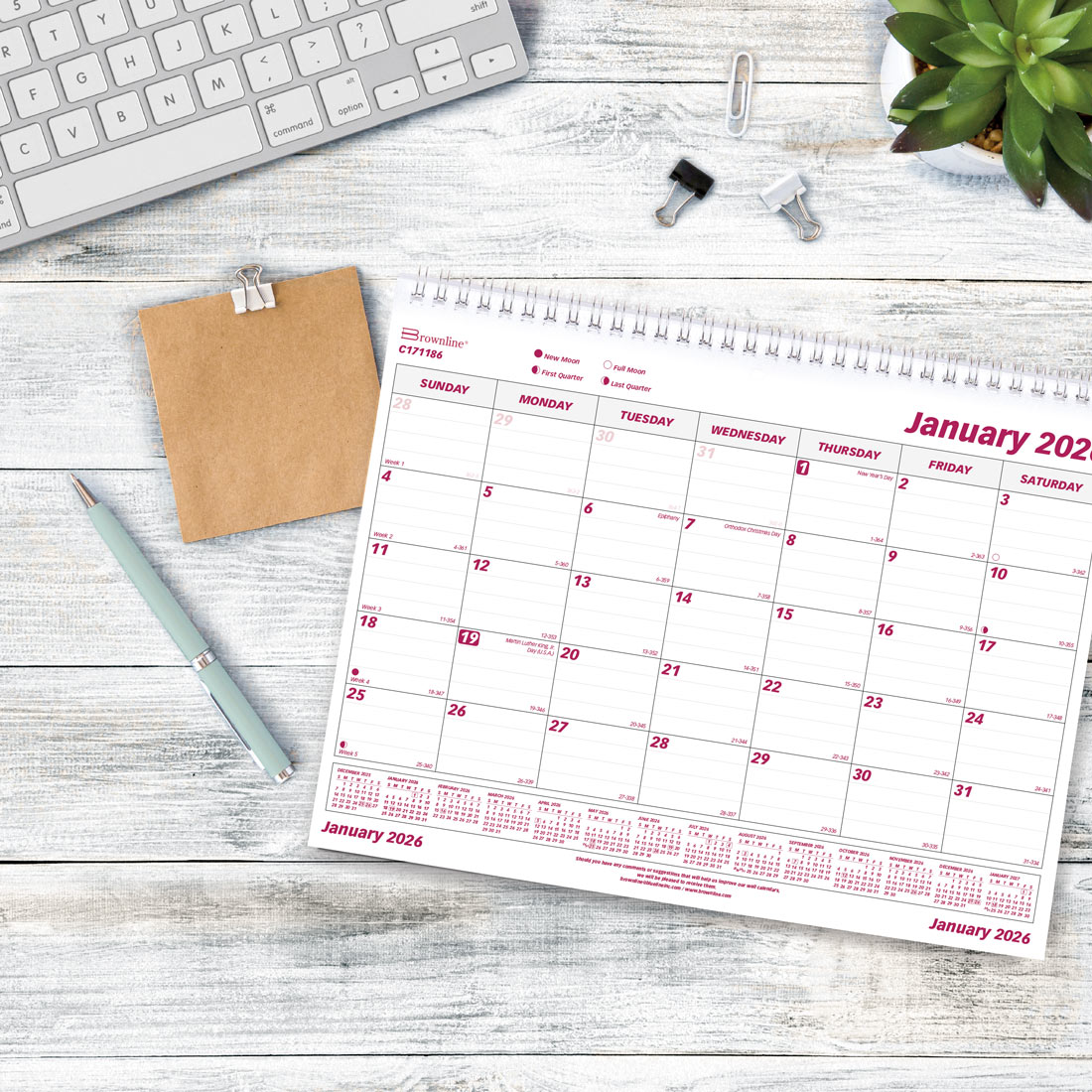 Brownline Monthly Wall Calendar, 2026 C171186-26