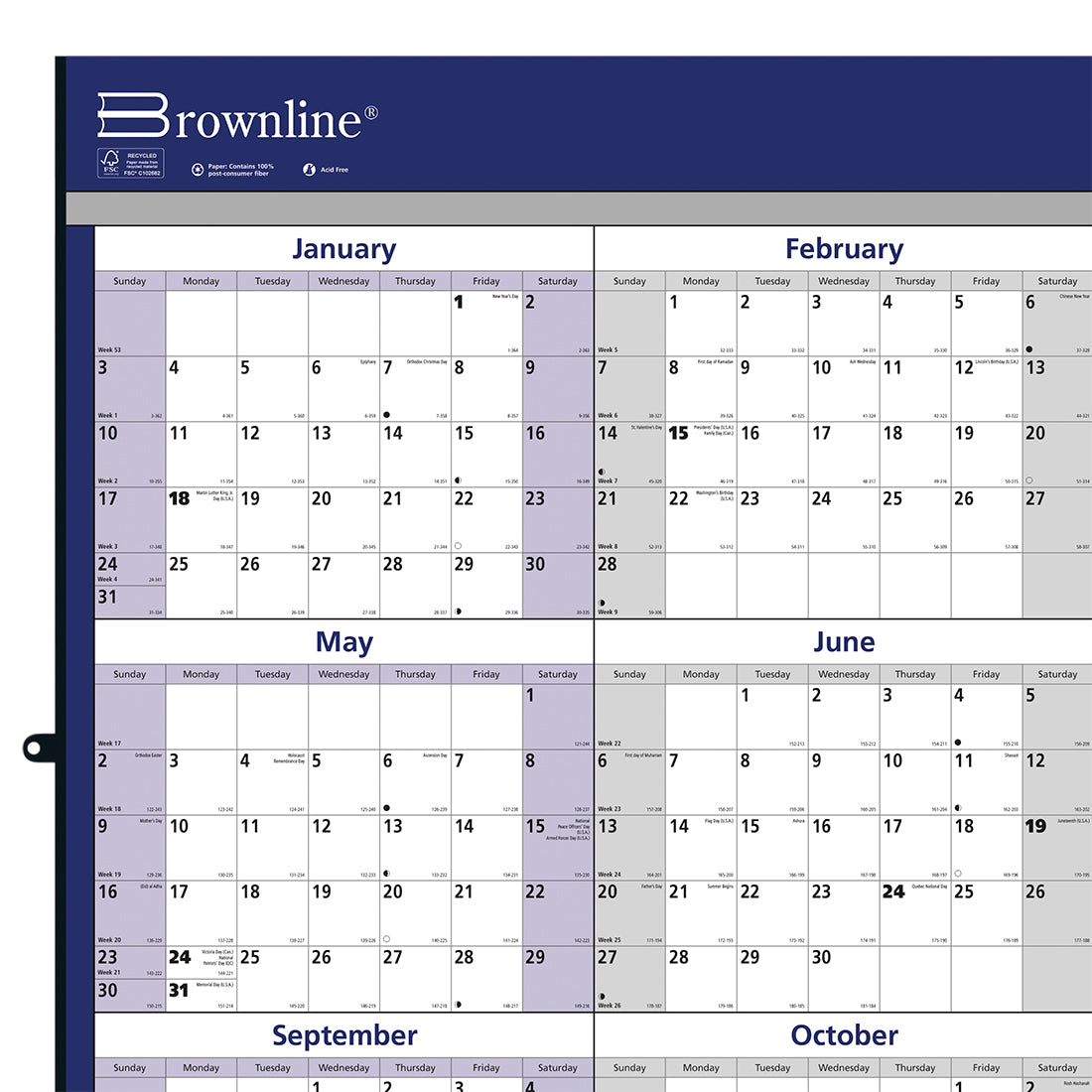 Yearly Wall Planner, 2027 C172214-27 Brownline