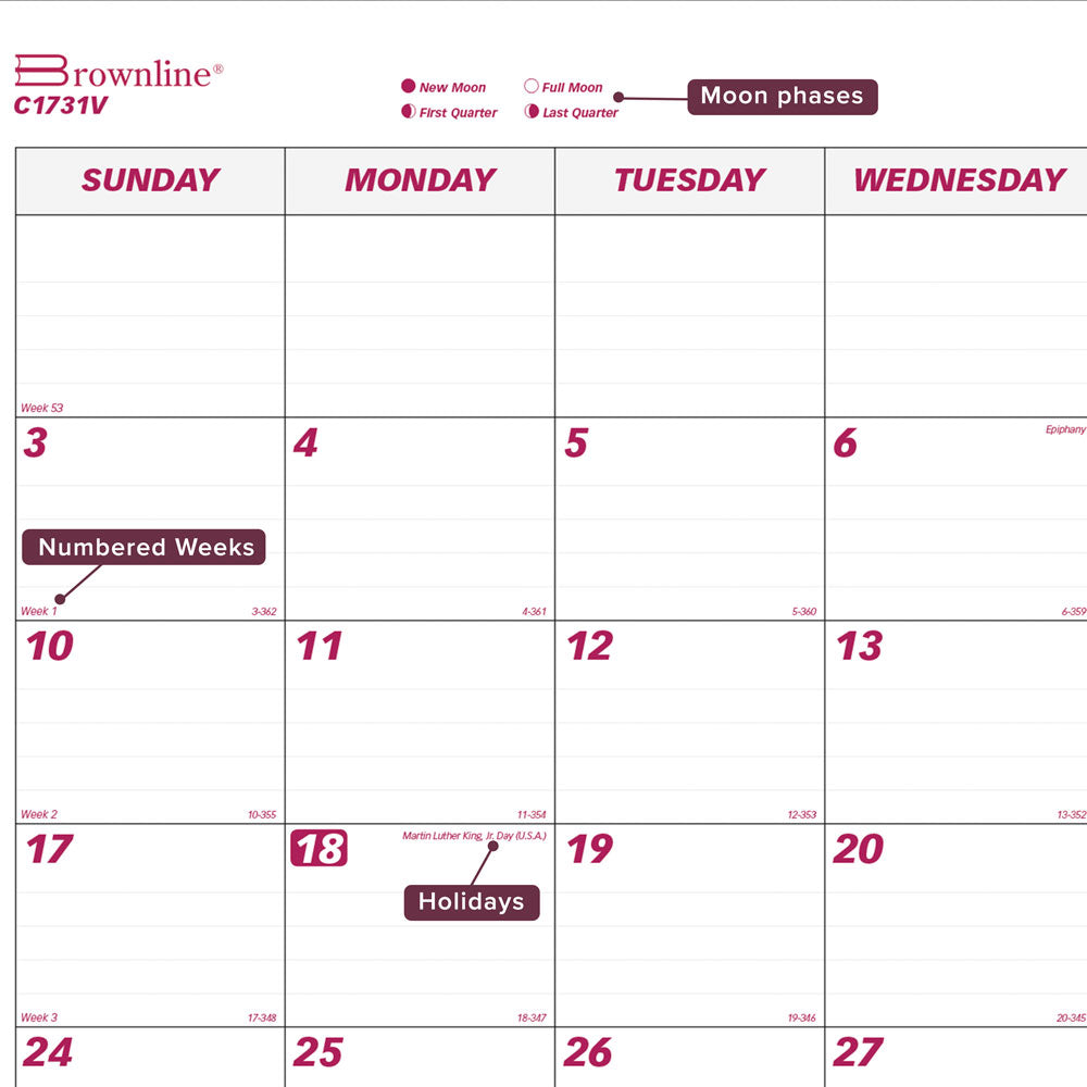 Monthly Desk Pad Calendar, 2027 C1731V-27 Brownline