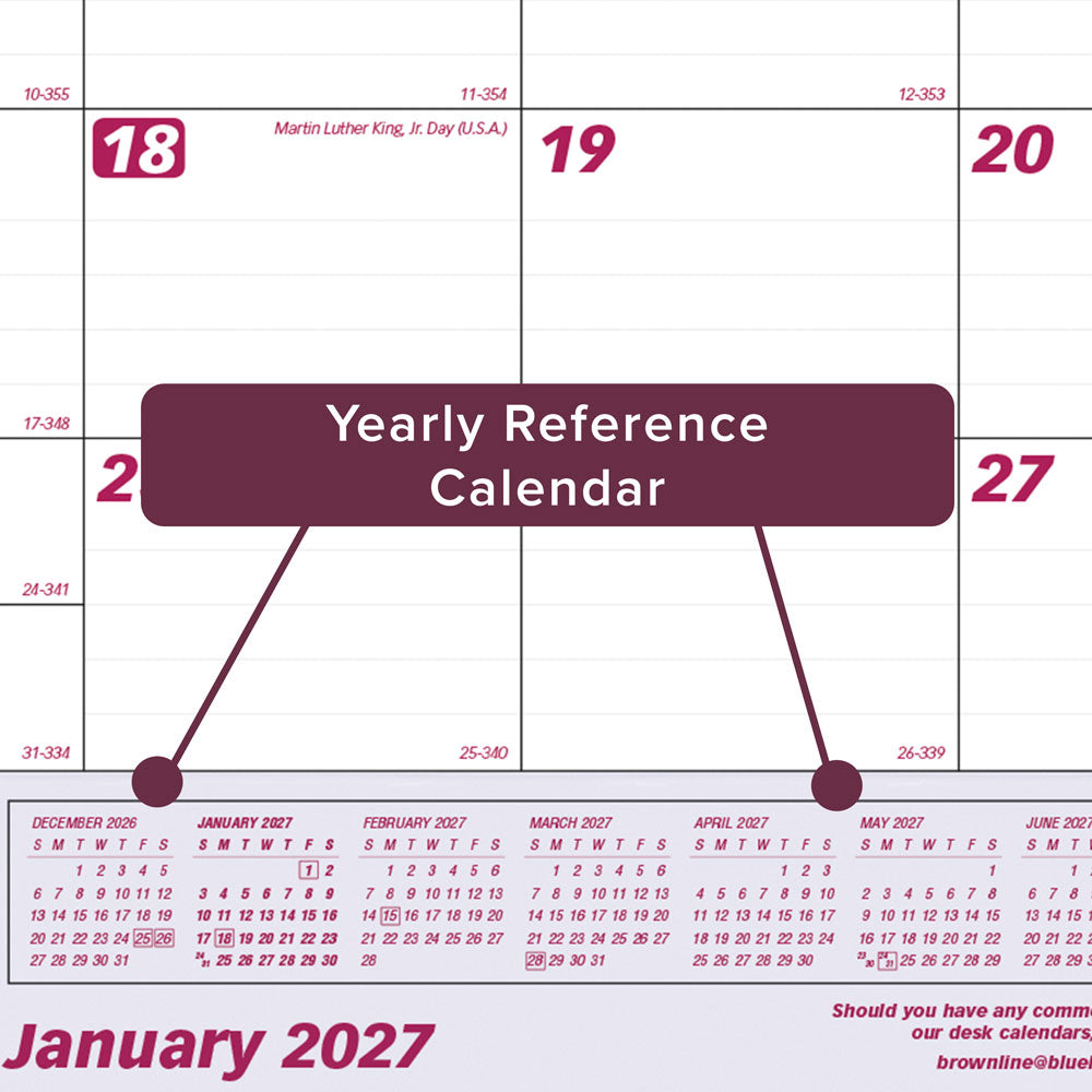 Monthly Desk Pad Calendar, 2027 C1731V-27 Brownline
