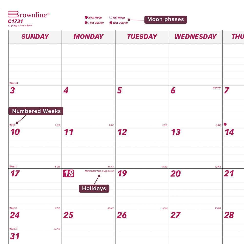 Monthly Desk Pad Calendar, 2027 C1731-27 Brownline