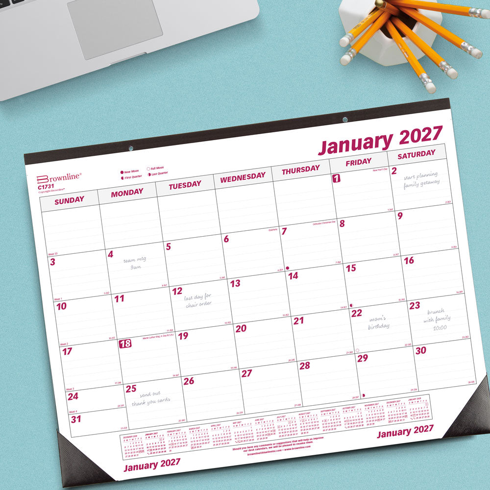Monthly Desk Pad Calendar, 2027 C1731-27 Brownline