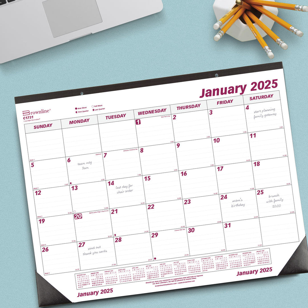 Monthly Desk Pad or Wall Calendar 2025 (C173125) Brownline