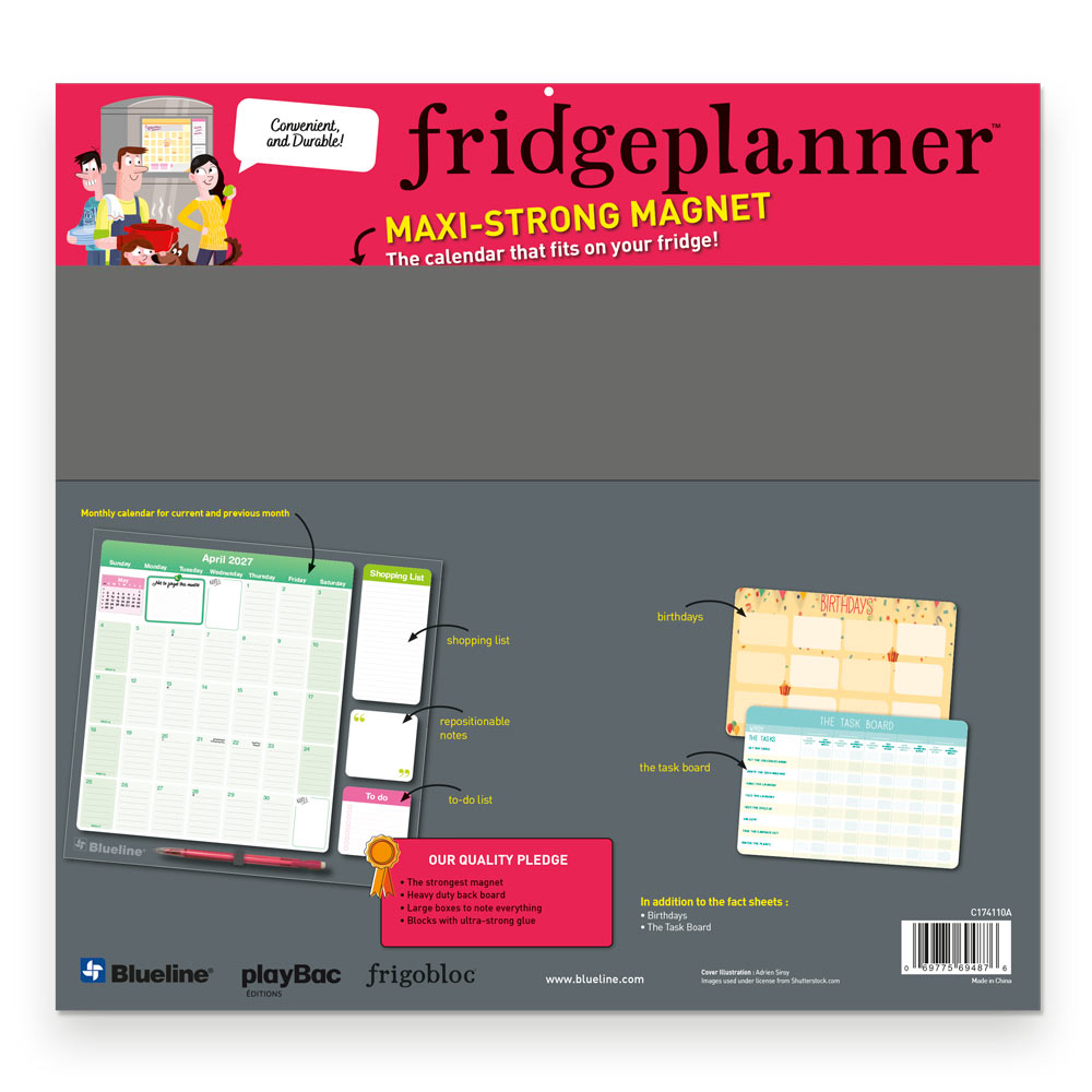 Fridgeplanner™ Maxi Magnet Calendar, 17 Months, 2026-2027, English C174110A-27
