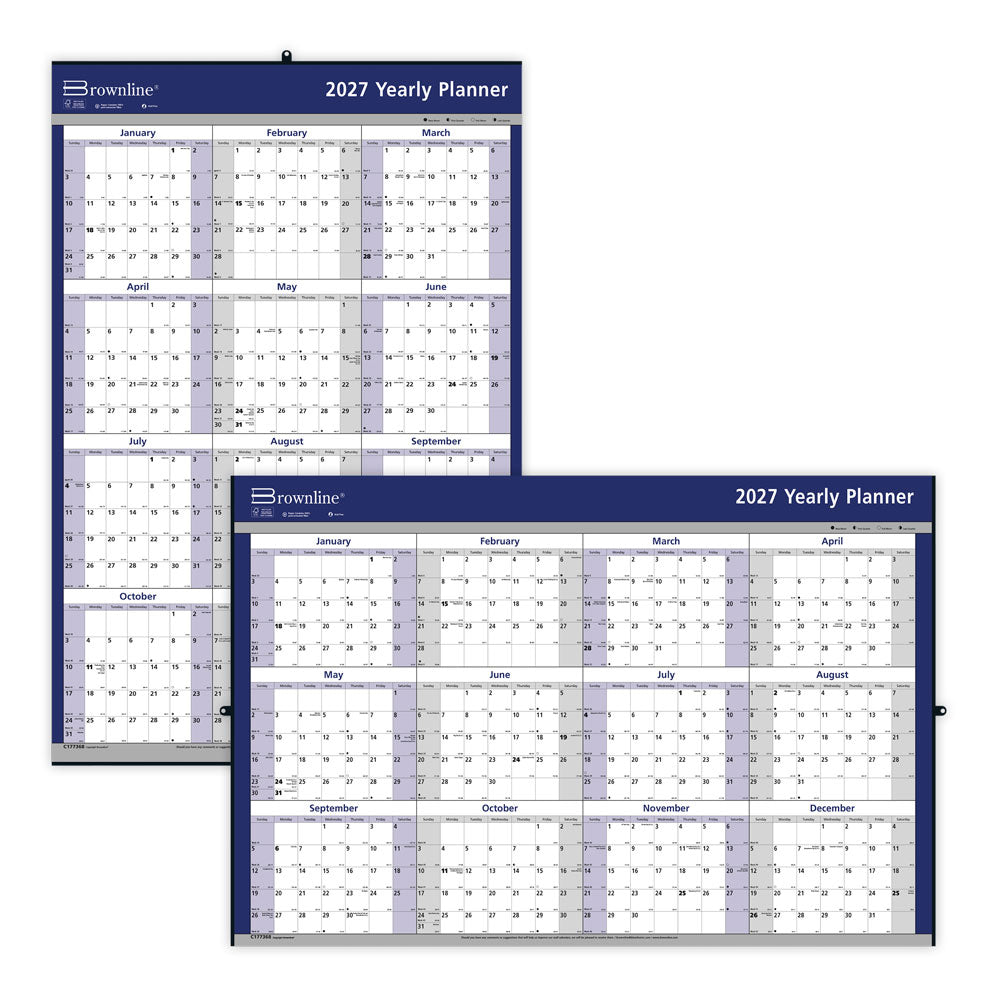Yearly Wall Planner, 2027 C177368-27 Brownline