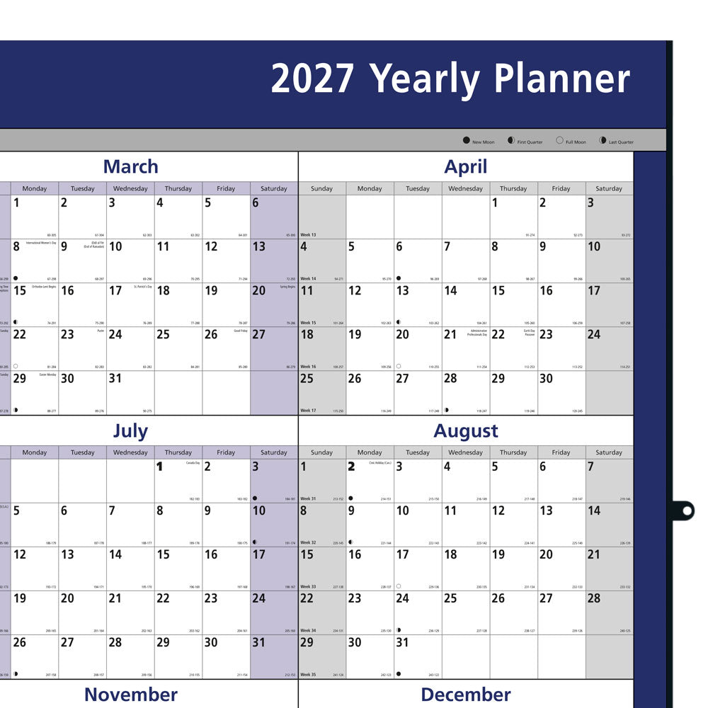 Yearly Wall Planner, 2027 C177368-27 Brownline
