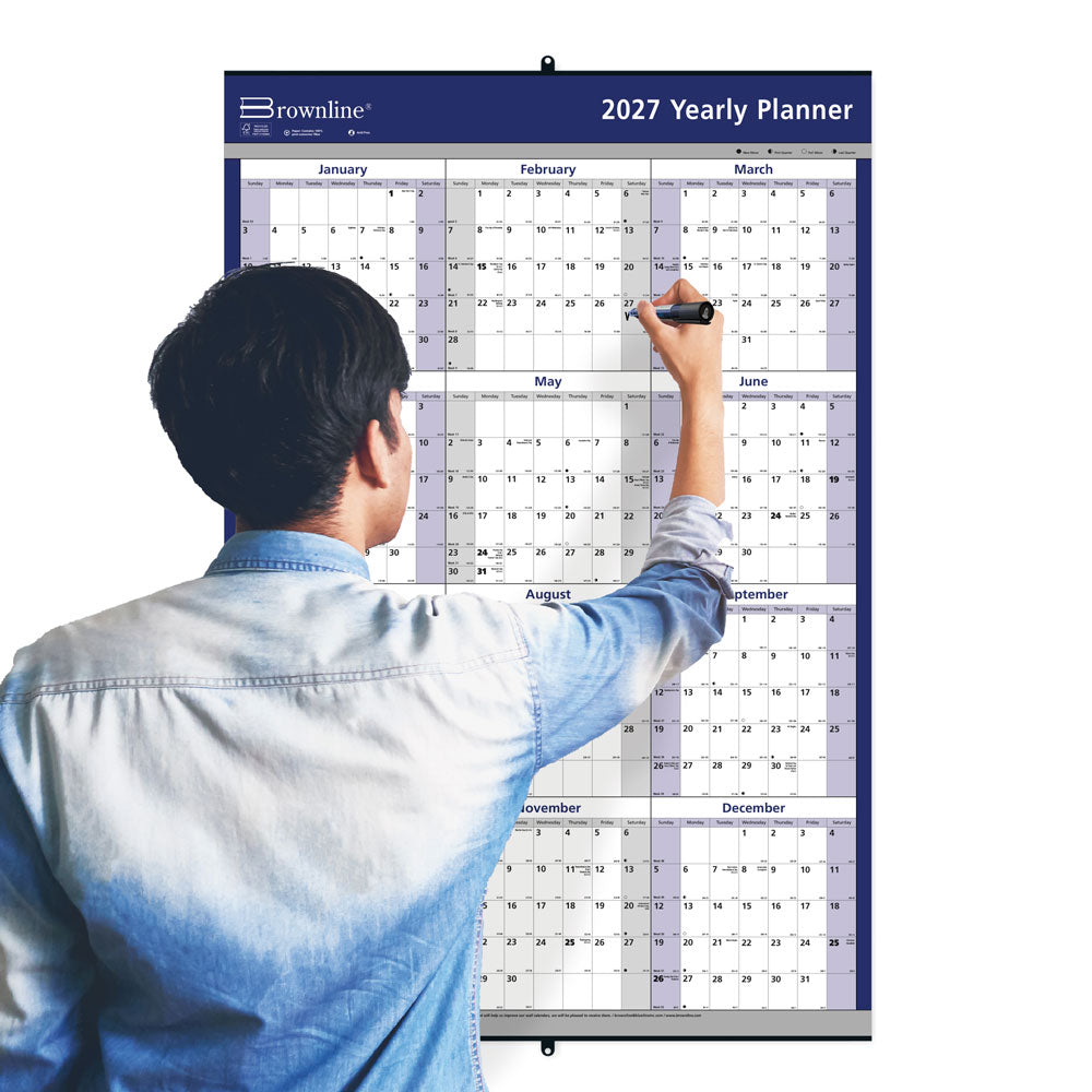 Yearly Wall Planner, 2027 C177368-27 Brownline