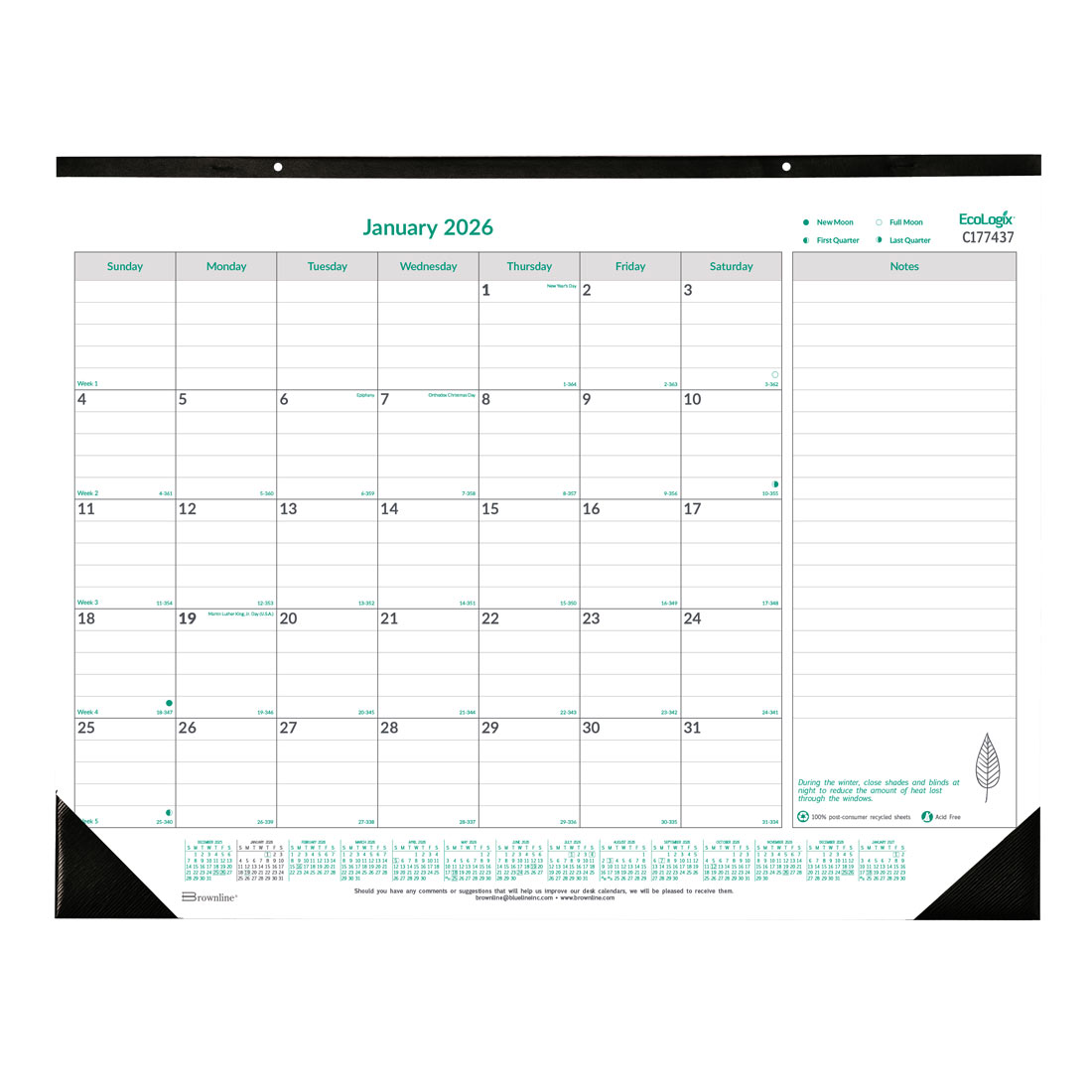 Brownline EcoLogix® Monthly Desk Pad Calendar, 2026 C177437-26