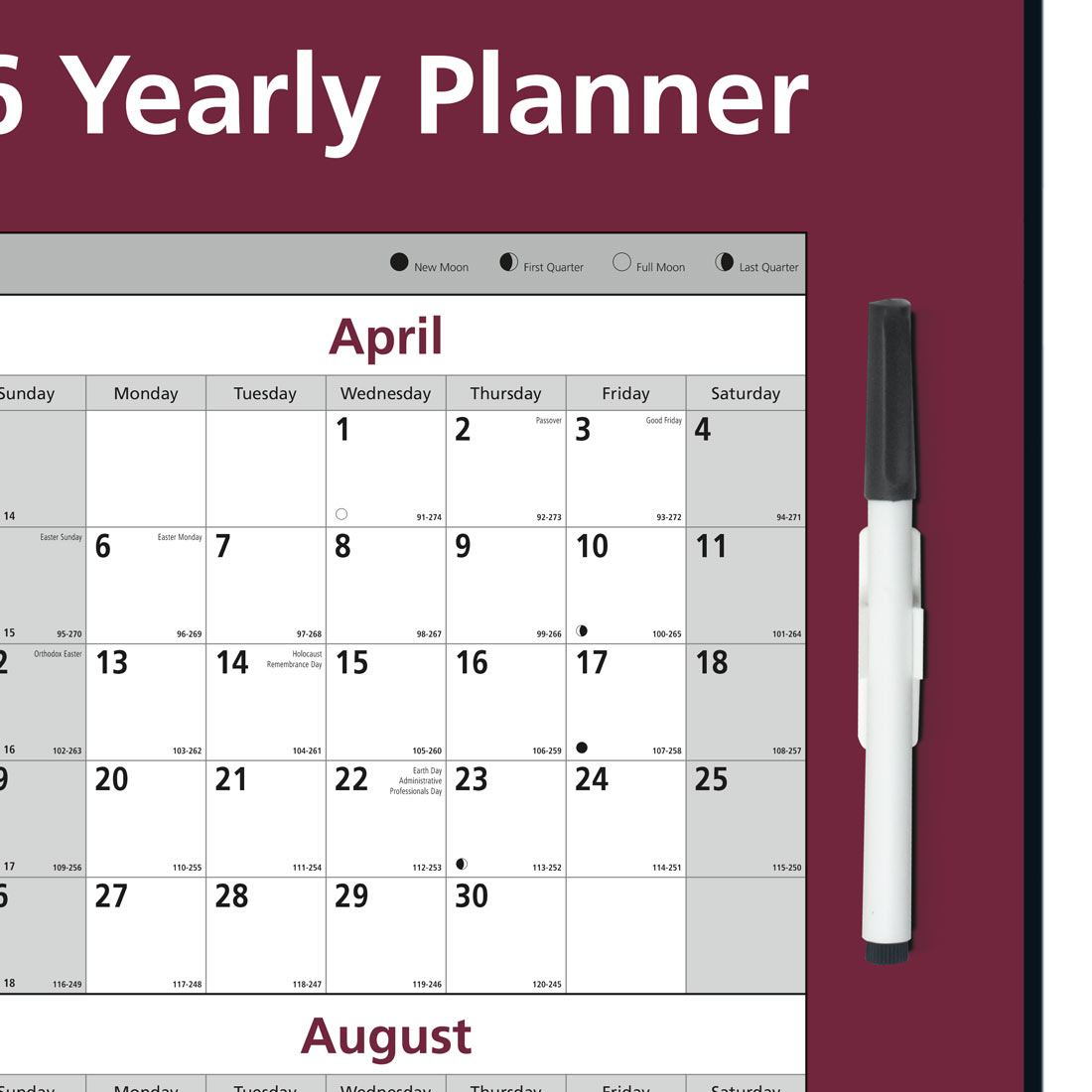 Brownline Laminated Yearly Wall Calendar, Erasable - Reversible, 2026 C177468-26