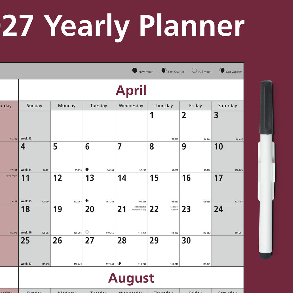 Yearly Wall Planner, 2027 C177468-27 Brownline