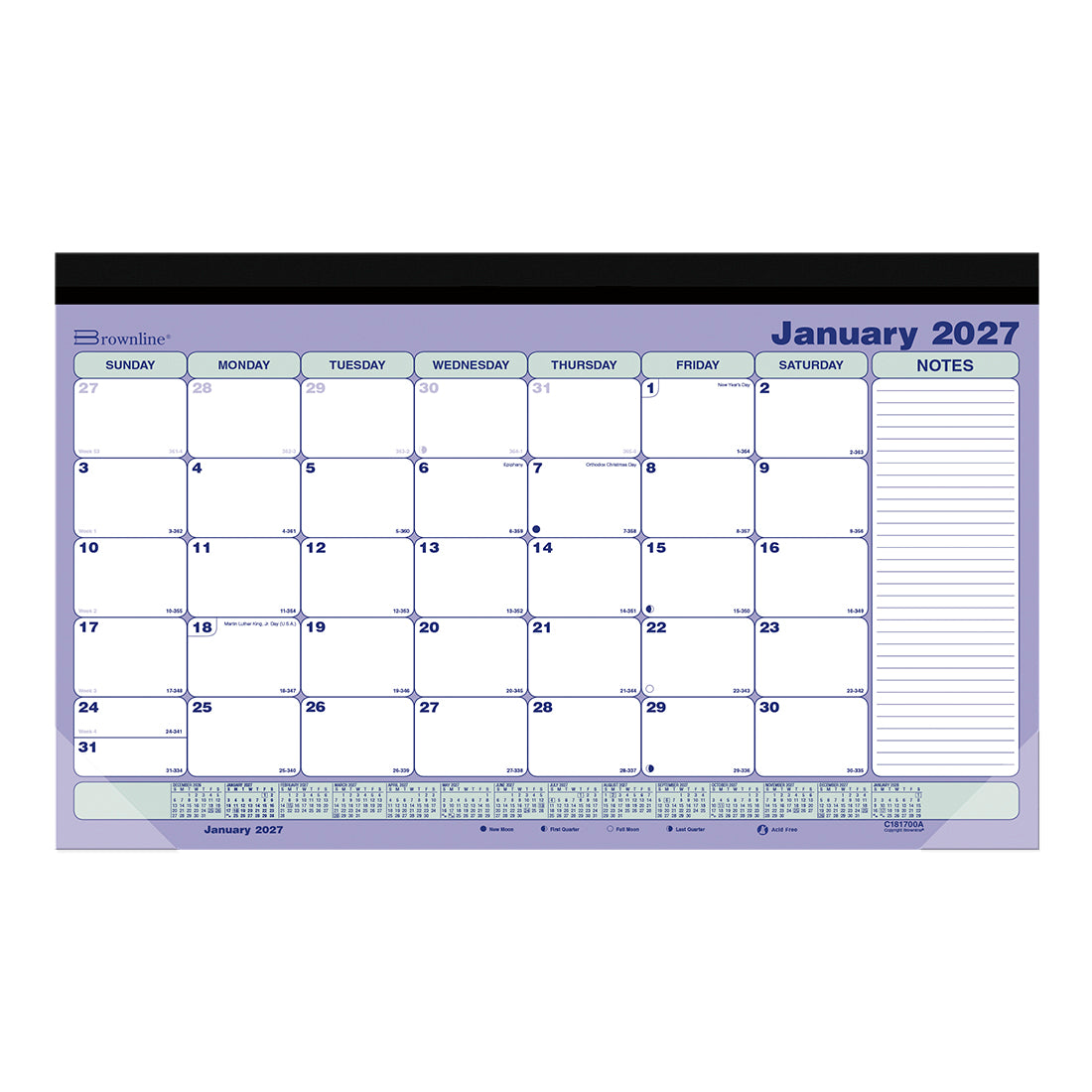 Monthly Desk Pad Calendar, 2027 C181700A-27 Brownline
