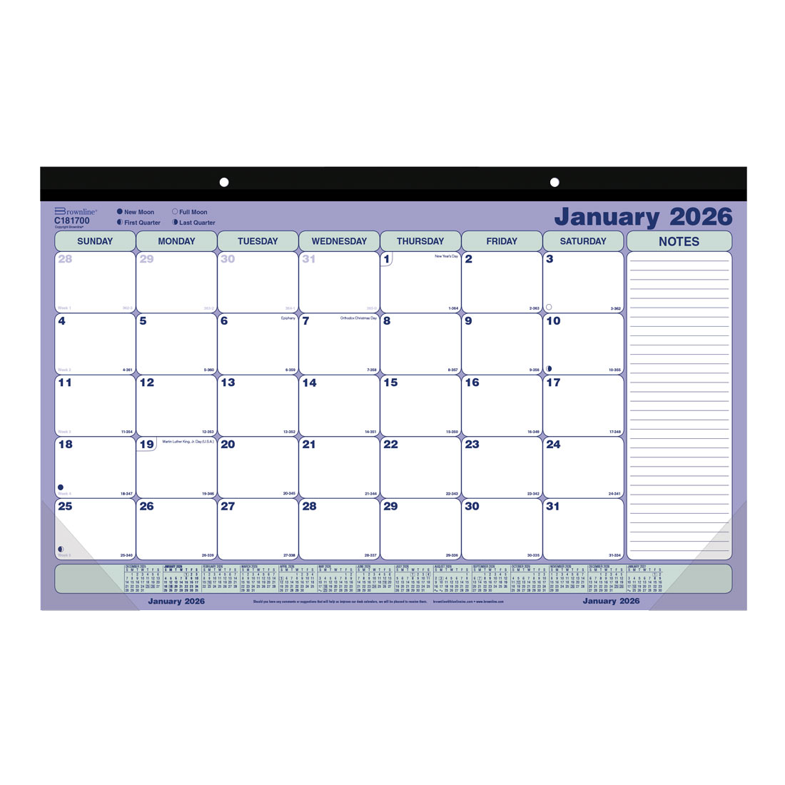 Brownline Monthly Desk Pad Calendar, 2026 C181700-26
