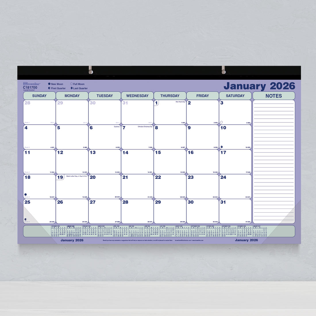 Brownline Monthly Desk Pad Calendar, 2026 C181700-26