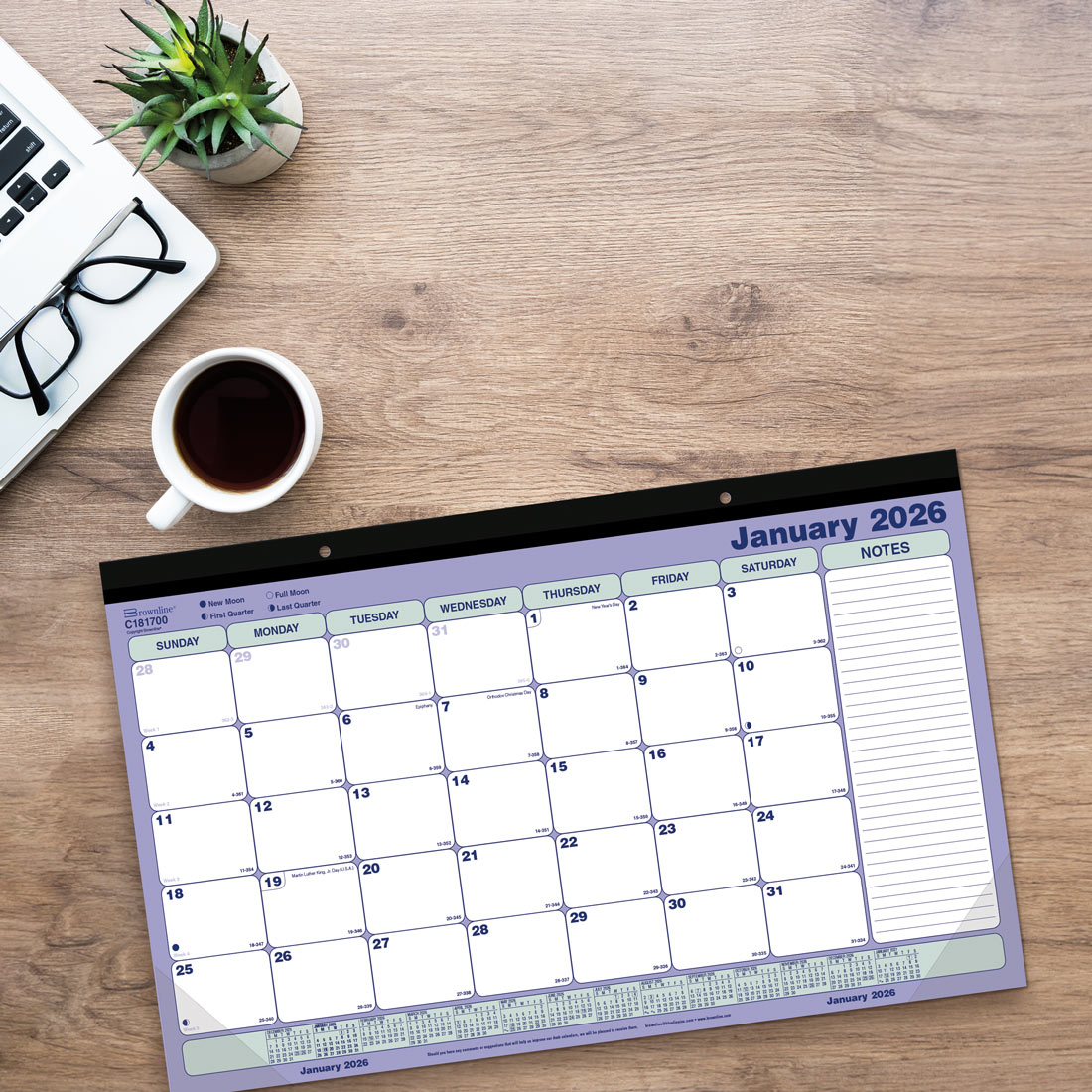 Brownline Monthly Desk Pad Calendar, 2026 C181700-26