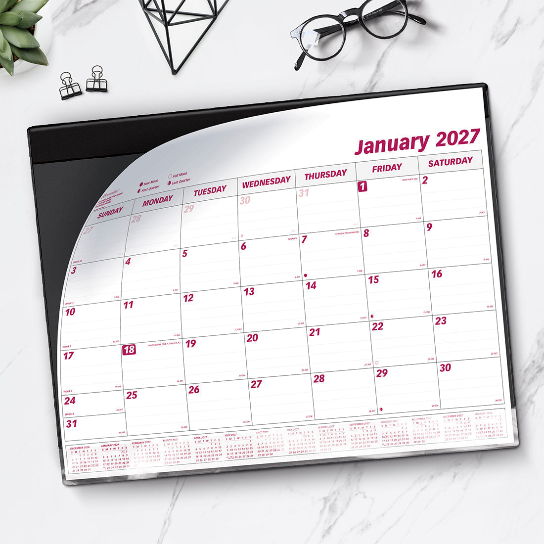 Monthly Desk Pad Calendar, 2027 C191924R-27 Brownline