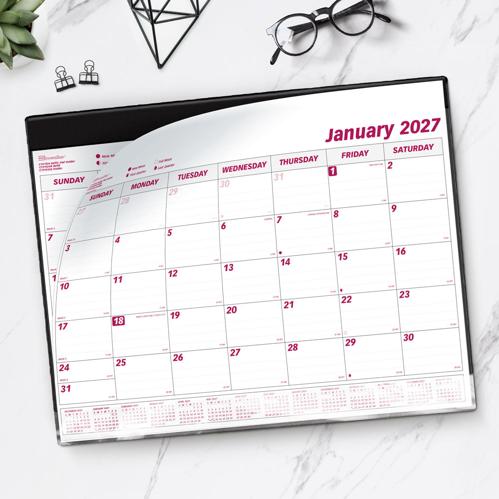 Monthly Desk Pad Calendar, 2027 C191924R-27 Brownline
