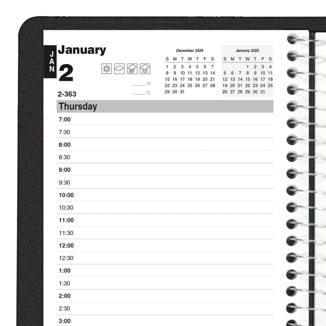 Essential Daily Planner 2025, English, Black, C2504.81T