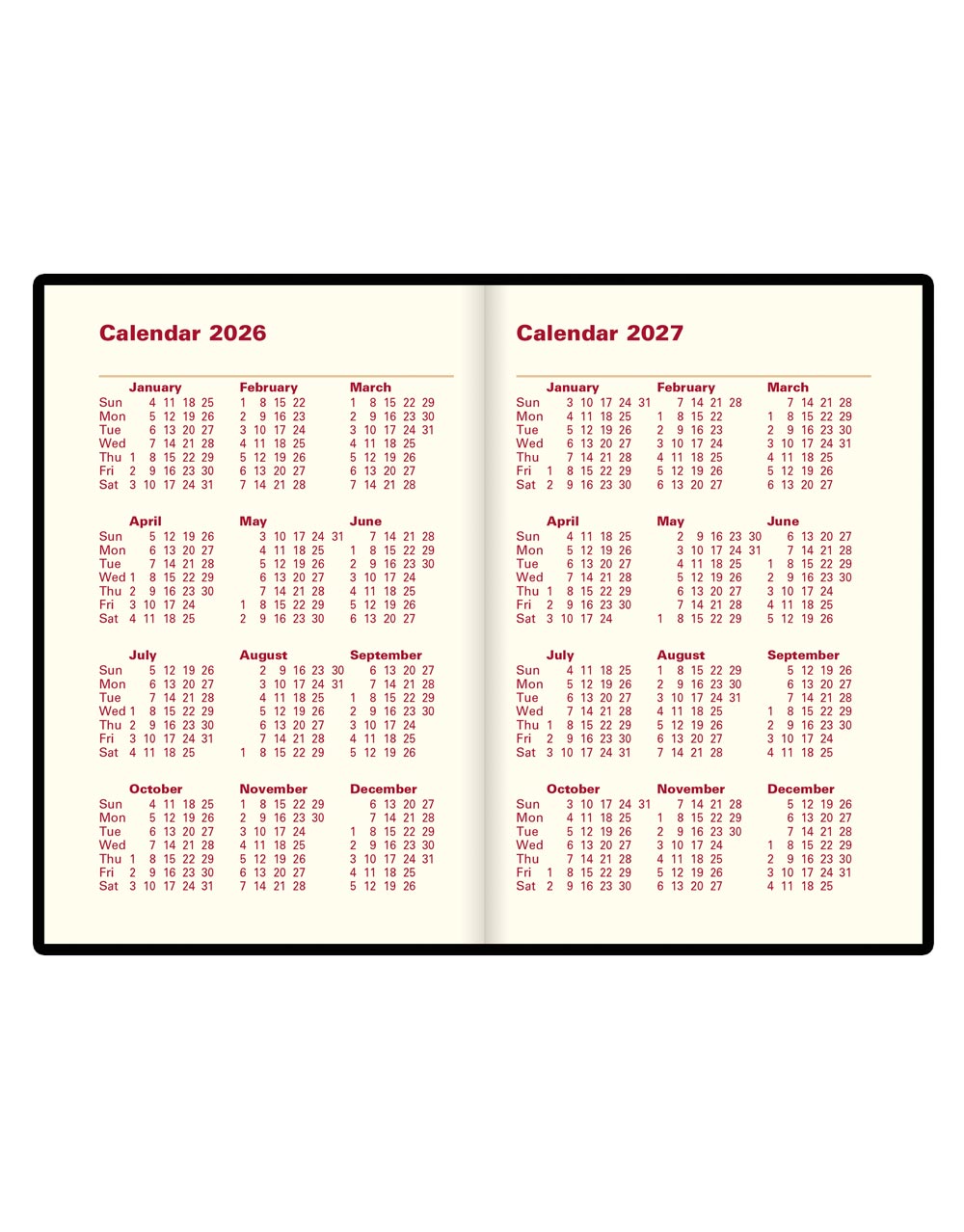 Letts of London Belgravia Mini Pocket Week to View Leather Diary with Planners 2026 - English 26-C33EBK #color_black