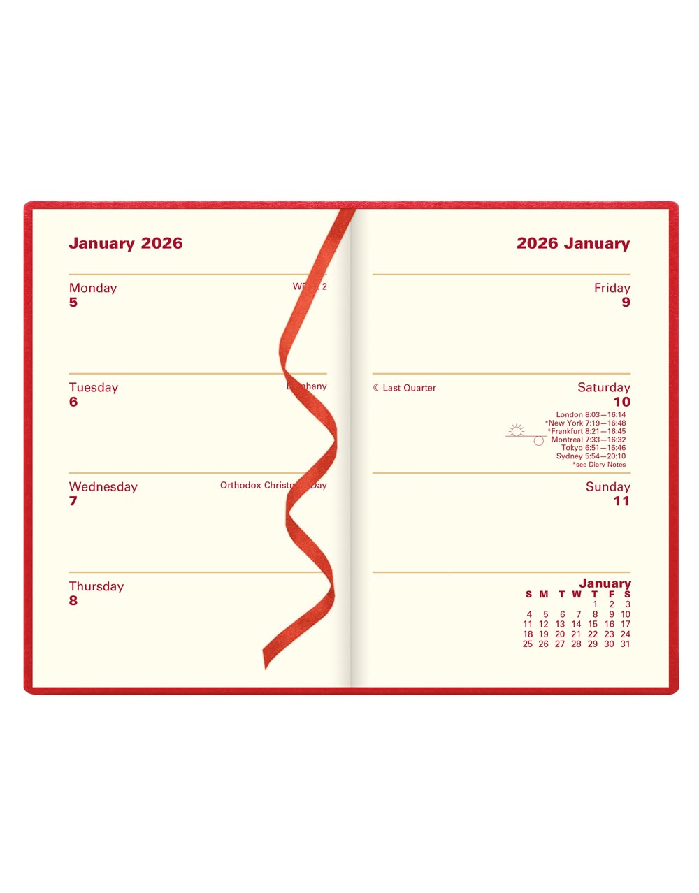 Letts of London Belgravia Mini Pocket Week to View Leather Diary with Planners 2026 - English 26-C33ERD #color_red